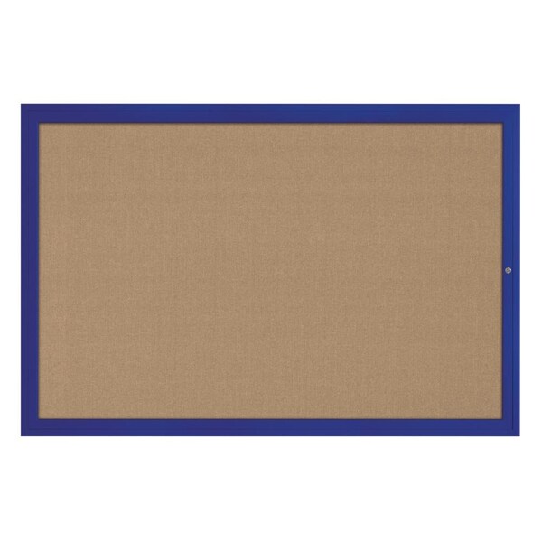 Hinge-less Radius Corkboard, 24"x36", Black Alum Frame/Cobalt